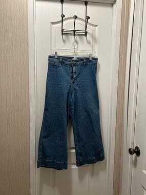 H&M Wide-Leg Cropped Jeans - Blue Denim
